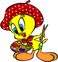 a tweetie bird with paints